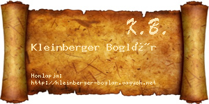 Kleinberger Boglár névjegykártya